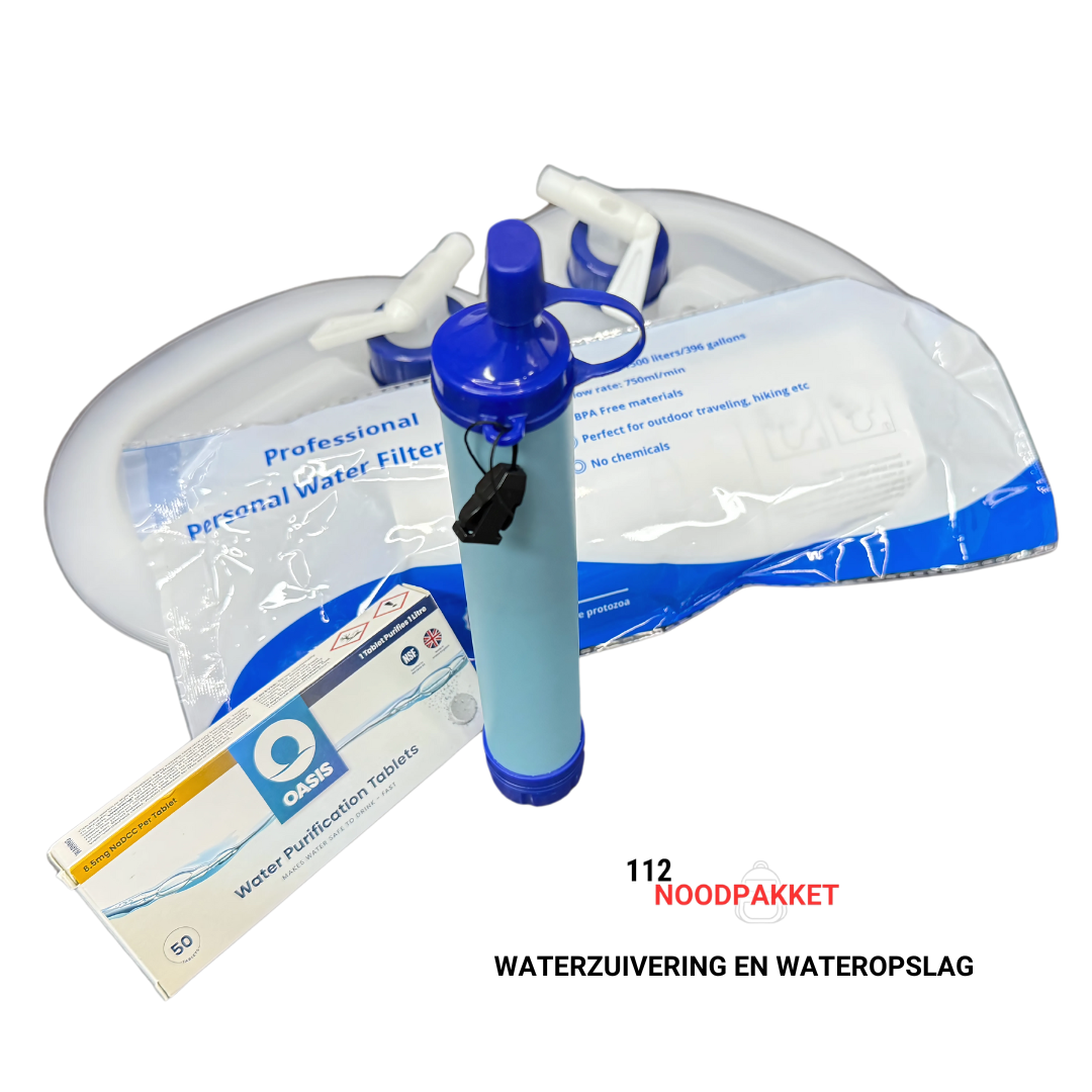 Noodpakket (72 uur) compleet voor 2 personen (inclusief waterfilter en noodradio) 150+ items