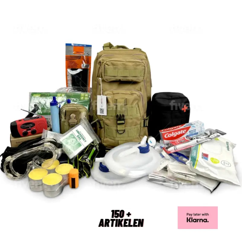 Noodpakket (72 uur) compleet voor 2 personen (inclusief waterfilter en noodradio) 150 + artikelen - Nederland / Leger